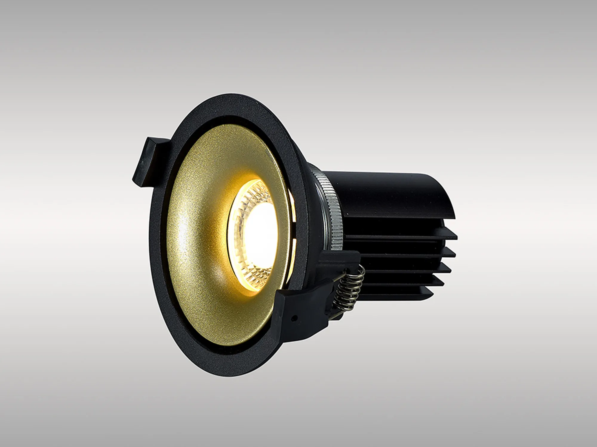 Bolor 12 Tridonic Powered 12W 4000K 1200lm 12° CRI>90 LED Engine Black/Gold Fixed Recessed Spotlight, IP20 DM202150  Dlux Bolor 12